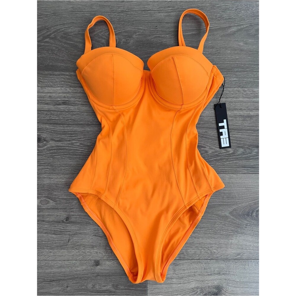 TA3 Lushy One Piece Swimsuit XS D/DD Cup Orange Compression Shapewear Sculpting